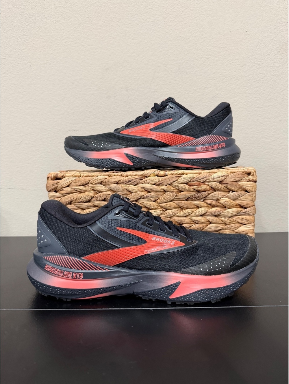 Size 8 - Brooks Women’s Adrenaline GTS 24 Weatherized “Black Hot Coral”